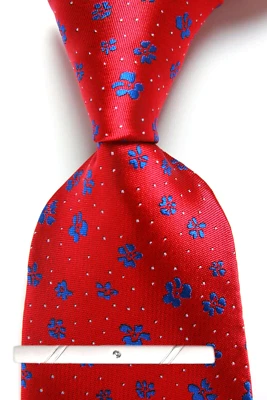 Nueva Corbata Clásica Lunares Rojo Azul JACQUARD TEJIDA 100% Seda Para Hombre Foto 1 de 4