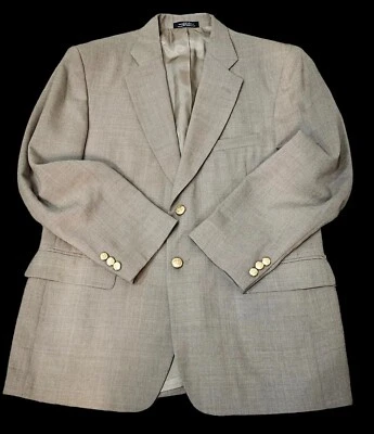 Casaco esportivo Stafford Blazer 40S masculino botões dourados bege acastanhado mistura de lã penteada - Imagem 1 de 4