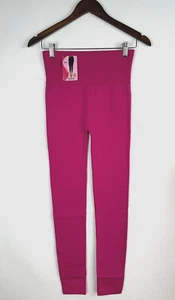 Sofra High Rise Fleece Lined Leggings One Size OS 2-12 Fuchsia Pink Soft Stretch - Picture 1 of 10