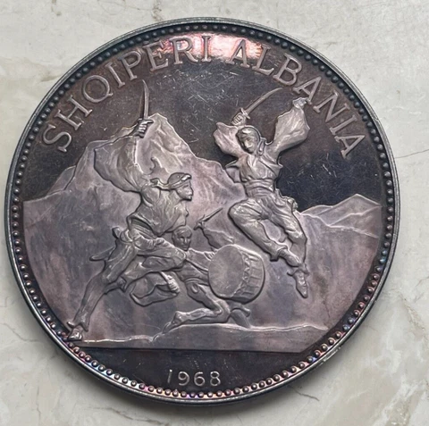 1968 Albania 25 Leke - Silver Proof - Skanderbeg's Victory over the Turks  bg Cover
