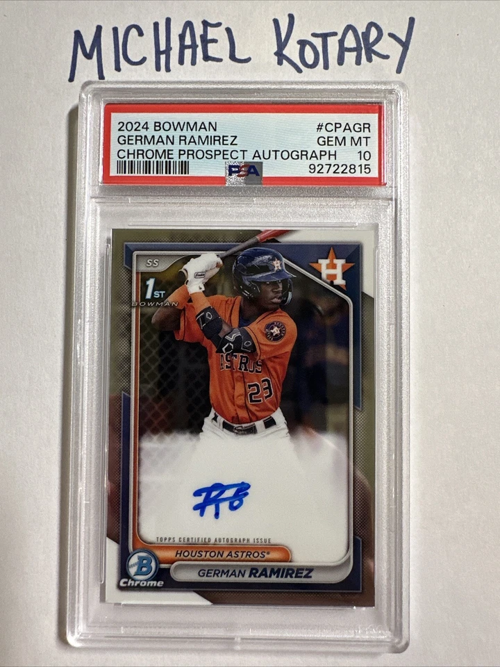 GERMAN RAMIREZ 2024 BOWMAN CHROME AUTO PSA 10 Astros 1st Cpagr - Image 1 of 1