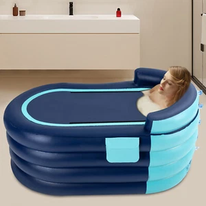 Portable Ice Bath Tub PVC Inflatable Hot Bathtub SPA Massage Athletes Outdoors - Picture 1 of 23