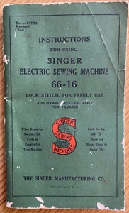 1941 SINGER ELECTRIC SEWING MACHINE 66-16 vintage operating booklet INSTRUCTIONS - Picture 1 of 6