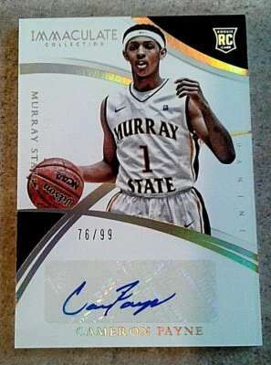 Cameron Payne 2015 Immaculate Multi-Sport novato automático 76/99 Murray St BUCKS RC Foto 1 de 3