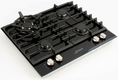 Kaiser Gaskochfeld 60 cm Autark Schwarz Glas Gasherd WOK 4 Flammig Erdgas Propan - Bild 1 von 4