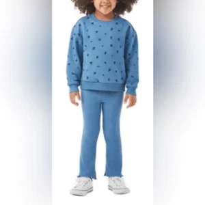 NWT Members Mark Girls Blue 2 Piece Long Sleeve and Ruffle Pants - Size 2T - Picture 1 of 8