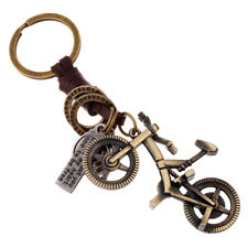 Retro Woven Cowhide Leather Keychain Creative Bicycle Small Gift Car Pendant