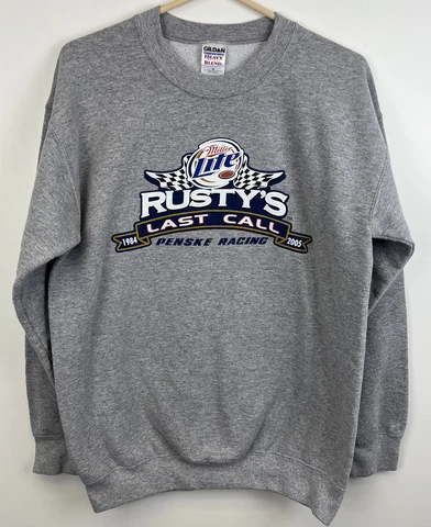 Rusty Wallace Penske Racing Last Call Sweat Shirt Gray Sz Medium Vtg 2005 NASCAR Cover