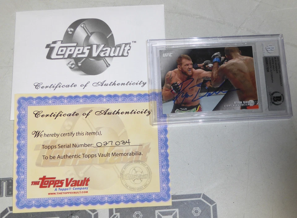 Ryan Bader Signed 2015 Topps UFC Vault Knockout Blank Back 1/1 Card BAS COA - Image 1 of 4