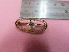 Vintage 10K Yellow Gold Seeds Pearl Sapphire Brooch Pin 1.9 Grams