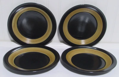 Juego de 4 platos de almuerzo/ensalada Pfaltzgraff negros concéntricos de 8" Foto 1 de 3