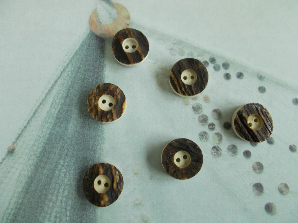 6 echte Hirschhornknöpfe 2-Loch  Durchmesser -  20 mm - Bild 1 von 1