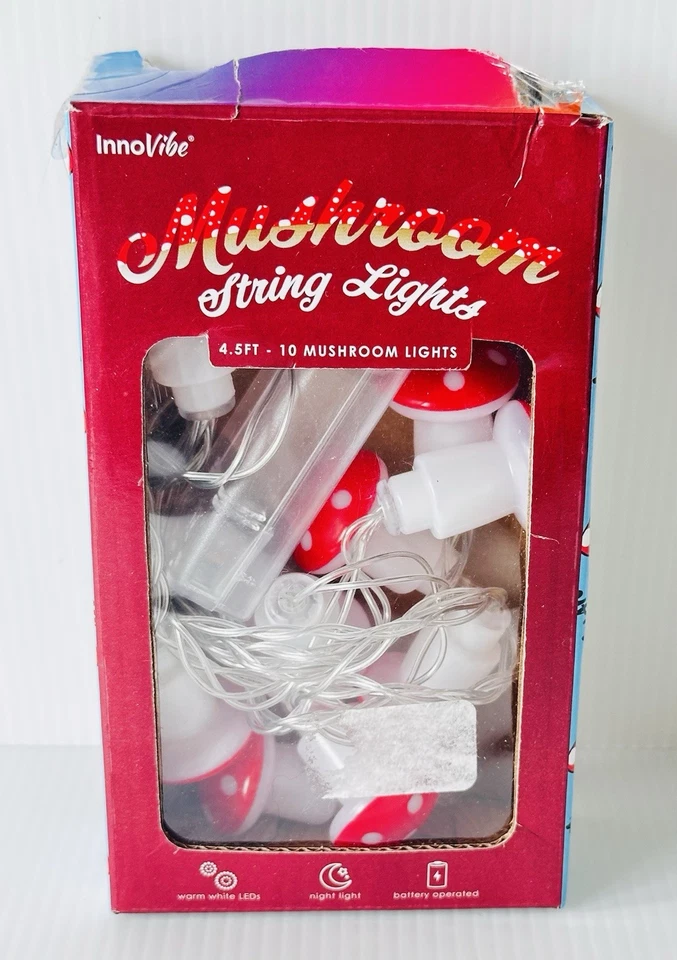 Cadena de luces de setas rojas y blancas a pilas caja dañada probada funciona Foto 1 de 4