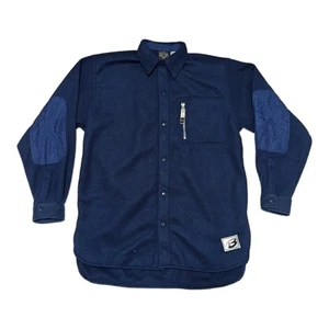 Vintage Bugle Boy Snap Button Down Fleece Jacket Navy Blue Shacket Windbreaker - Picture 1 of 5
