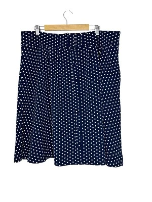 ModCloth Womens Polka Dot Skirt 2X Retro Pin Up Buckle Button Detail Navy/White - Image 1 of 4