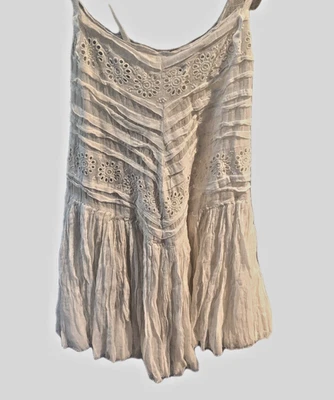 Vestido sem mangas Intimately Free People boho creme balanço renda ilhós tamanho G - Imagem 1 de 4