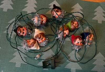 Vintage Christmas Elf Pixie Head String Lights Made In Italy Non Working - Image 1 of 4
