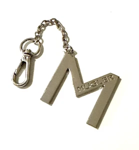 Thierry Mugler M Keychain Silver Tone Letter Monogram Signed 6" - Picture 1 of 7