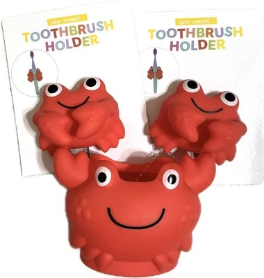 Juego de baño de cangrejo rojo de 3 piezas nuevo con etiquetas - carrito de pasta de dientes (1) soporte para cepillo de dientes (2) Foto 1 de 4