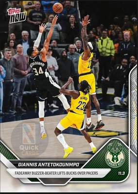 Giannis Antetokounmpo BUZZER BEATER 2025-26 NBA Topps NOW® - Card 42 *PRE-SALE* - Image 1 of 2