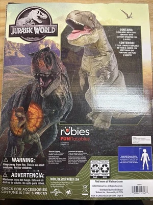 Rubies Jurassic World T. Rex Inflatable Halloween Costume w/ Fan, Adult Size NIB - Image 1 of 4