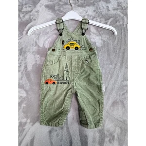 Vitamins Kids Baby Corduroy Overalls Taxi City Scene BEEP BEEP Green 3/6 Months - Picture 1 of 10