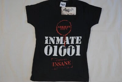 BATMAN ARKHAM CITY INMATE 01001 INSANE LADIES SKINNY T SHIRT NEW OFFICIAL RARE - Image 1 of 4
