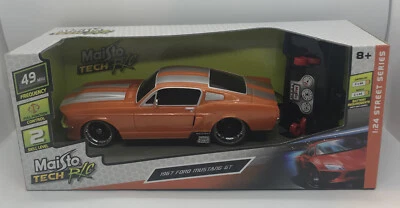 Maisto Tech R/C 1967 Ford Mustang GT Orange/Silver Stripes  1:24 49MHZ SS - Image 1 of 4