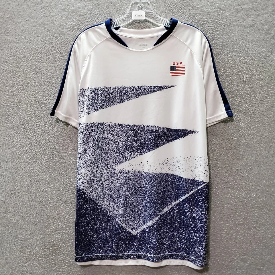 Mitre Elite Men Activewear Top Large Blue Soccer USA Short Sleeve Crew Neck - Image 1 of 4