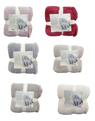 IRGE Plaid Pile Divano Letto Singolo Con Retro Agnellato Tinta Unita 155x200 Nuovo