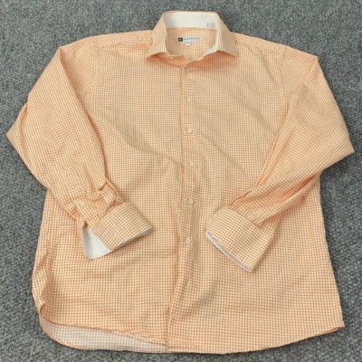 Bachrach Shirt Mens Size 16.5 Orange/White Checked Long Sleeve - Image 1 of 4