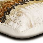 Gold Jacquard Lumbar Pillow Cover Sequins & Beaded & Zardozi-Gold Grudge Sparkle