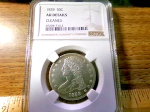 1838 Capped Bust Half Dollar 50 Cents Certified NGC AU Details Rare Coin - Picture 1 of 4