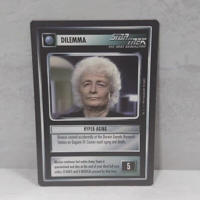 1994 Star Trek The Next Generation TCG CCG DILEMMA HYPER-AGING Black Border - Image 1 of 2