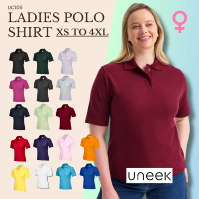 Womens polo shirts ladies poloshirts workwear tops corporate casual polo uc106 - Image 1 of 3
