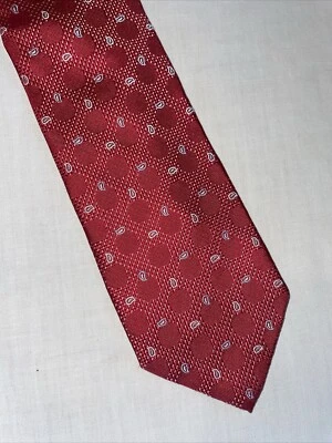 Corbata de vestir Hart Schaffner Marx para hombre talla 57" 3,5" roja geométrica formal de negocios Foto 1 de 4