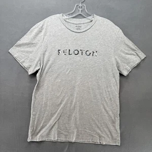 Peloton Shirt Medium Grey Tee Active Workout Short Sleeve Camo Logo Cycle Train - Picture 1 of 8