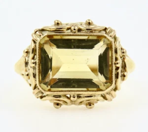 12.00ct Citrine in Yellow Gold 14ct. Ladies Cocktail Ring - UK Size L 1/2 - Picture 1 of 6