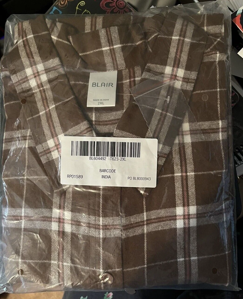 Blair фланелевая рубашка для мужчин, коричневый клетку 2XL, легкий, длинным рукавом - Изображение 1 из 1