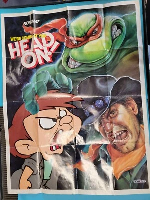 Sega Konami Head on Poster! TMNT Hyper Stone Heist - Sunset Riders - Tiny Toons - Image 1 of 3