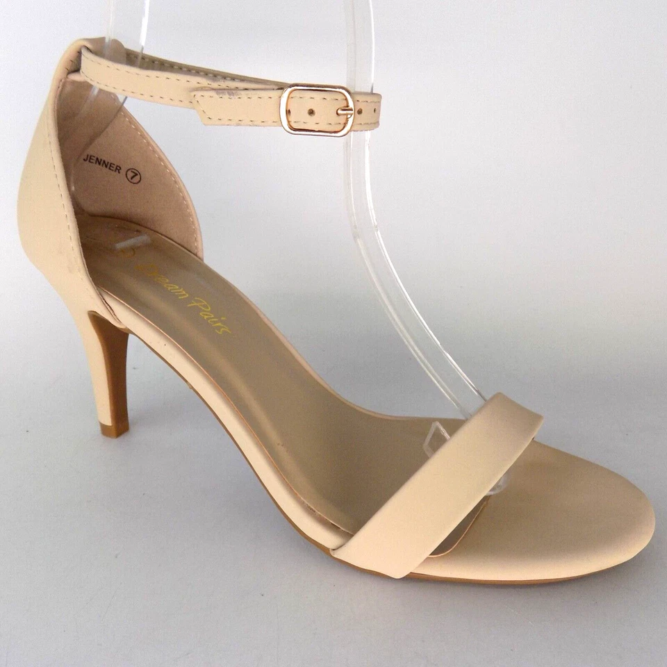 Dream Pairs Jenner Heels Dress Sandal Women Shoe Size 7.0 M, Nude Nubuck - Image 1 of 4