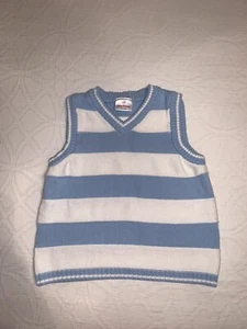 Hanna Andersson Little Boys Toddler Child 130 Blue White Stipes Sweater Vest  - Picture 1 of 2