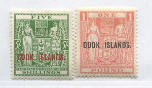 Cook Islands 1932 5/ and £1 mint o.g. hinged - Picture 1 of 1
