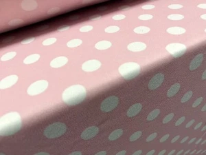 Scuba Crepe Spandex Jersey Fabric, Per Metre - Polka Dot Print - Baby Pink - Picture 1 of 3