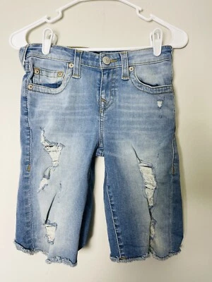 TRUE RELIGION WOMENS GENO SHORTS 12 Blue Cut Off Coupe Artsy Outdoorsy Bermuda - Image 1 of 4