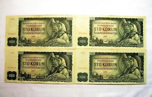 Lot of Four 1961 - 100 Korun Ceskoslovenskych Banknotes - Picture 1 of 2