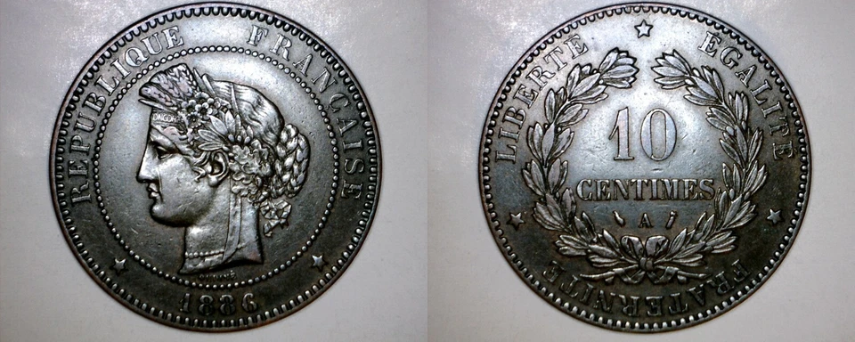1886-A French 10 Centimes World Coin - France - Image 1 of 1