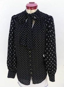 PORTMANS Black White TOP Size Aus 12 NWT Blouse Long Sleeves Pussy Bow Workwear - Imagen 1 de 6
