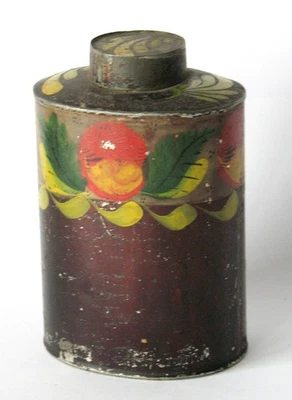 Antique Lancaster, Pennsylvania Hand Painted Tin Toleware Tea Canister - Image 1 of 4