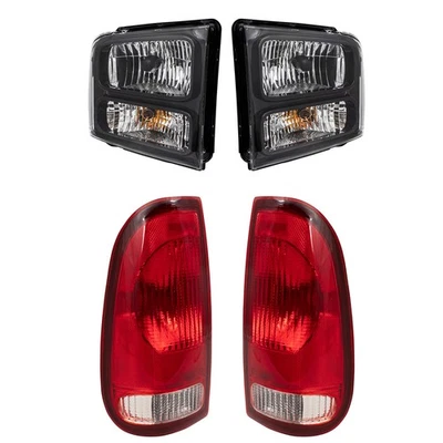 Juego de faros biseles negros para camioneta Ford Super Duty 2005-2007 con luces traseras Foto 1 de 4